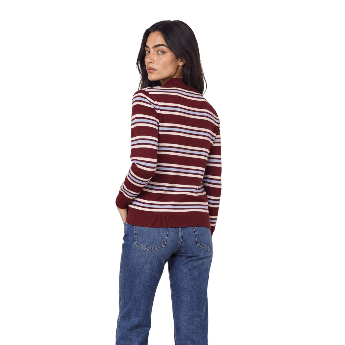 Maglia donna Morgan De Toi bordeaux – Maglione con colletto a revers e bottoni 262-MIKO.