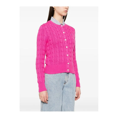 Polo Ralph Lauren Cardigan Donna Rosa con Bottoni Maniche Lunghe Scollo Tondo - Cardigan Cotone