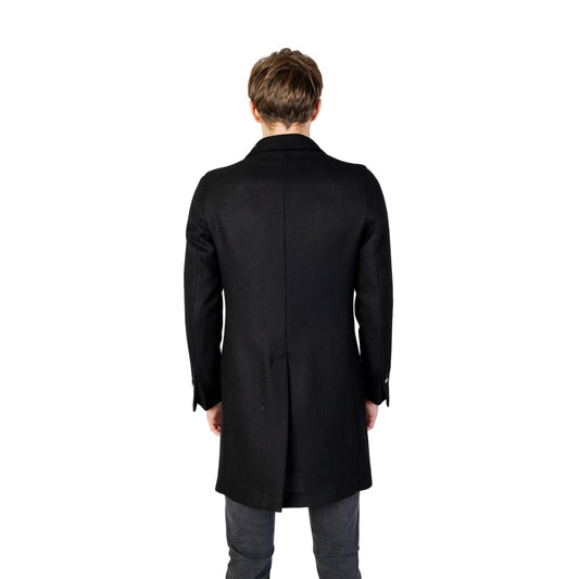 Mulish Cappotto Uomo Nero Bottoni Maniche Lunghe Scollo a V Bavero Tasche Laterali Lana 40% Poliestere 60% Autunno Inverno ALEXANDER