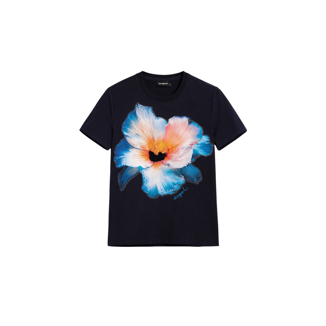T-shirt Desigual LARGE FLOWER con stampa floreale nera