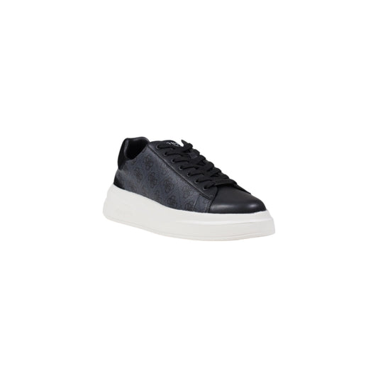 Sneakers neri uomo Guess FMPVIBFAL12. Scarpe da ginnastica nere in ecopelle con motivo 4G Guess, dettagli in suede, lettering logo laterale e suola in gomma.