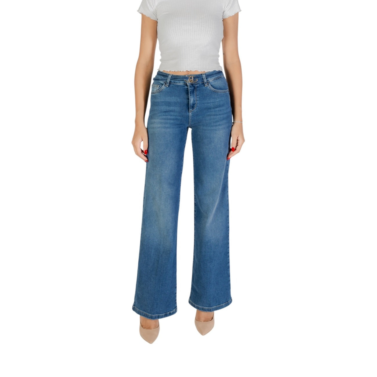 Liu Jo Jeans Donna Blu con Zip Bottone Tasche Anteriori Posteriori Cinturino in Cotone 93% Elastan 2% Elastomultiestere 5% Autunno/Inverno UF5100 D0264