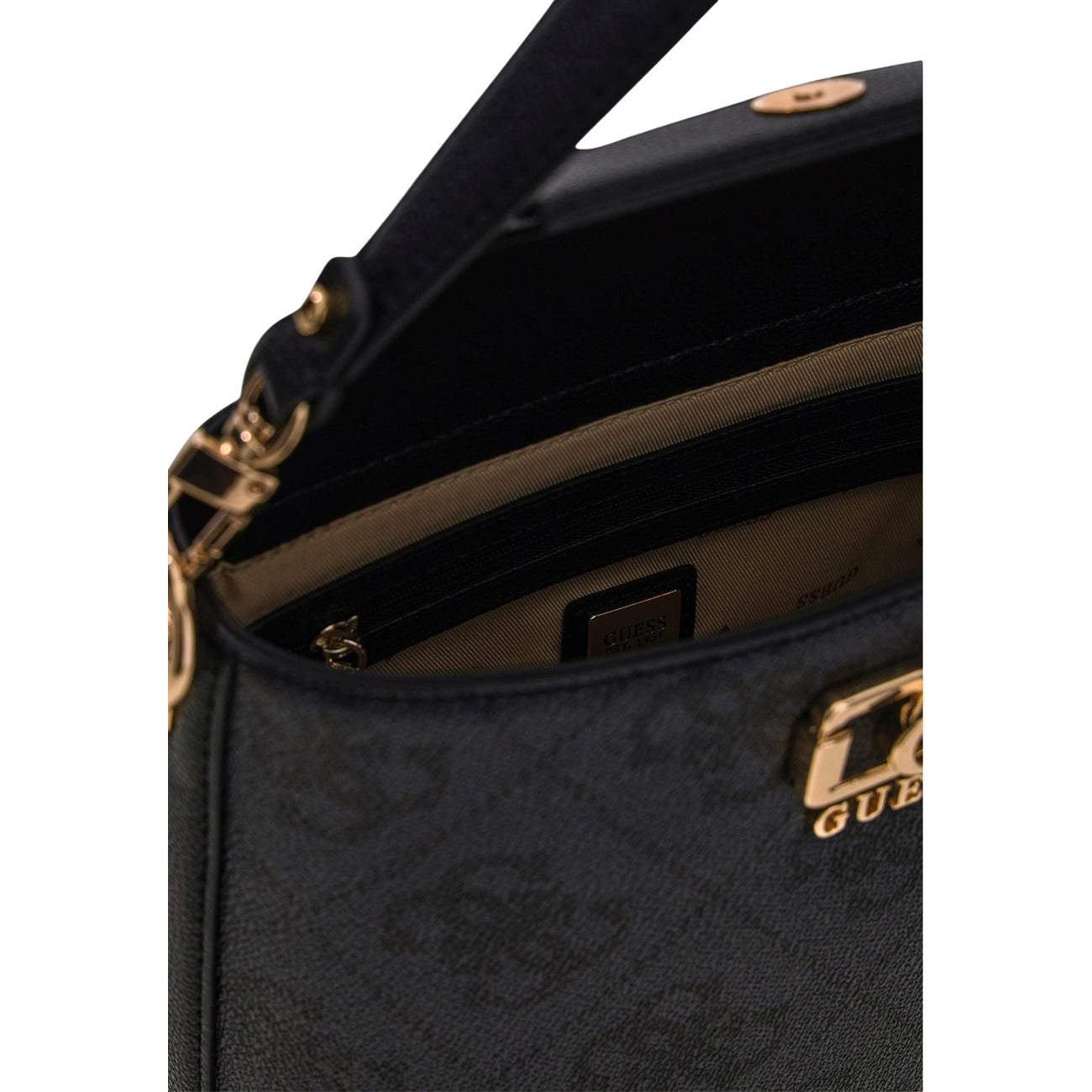 Borsa Guess donna nera a mano - vista laterale dettaglio interno
