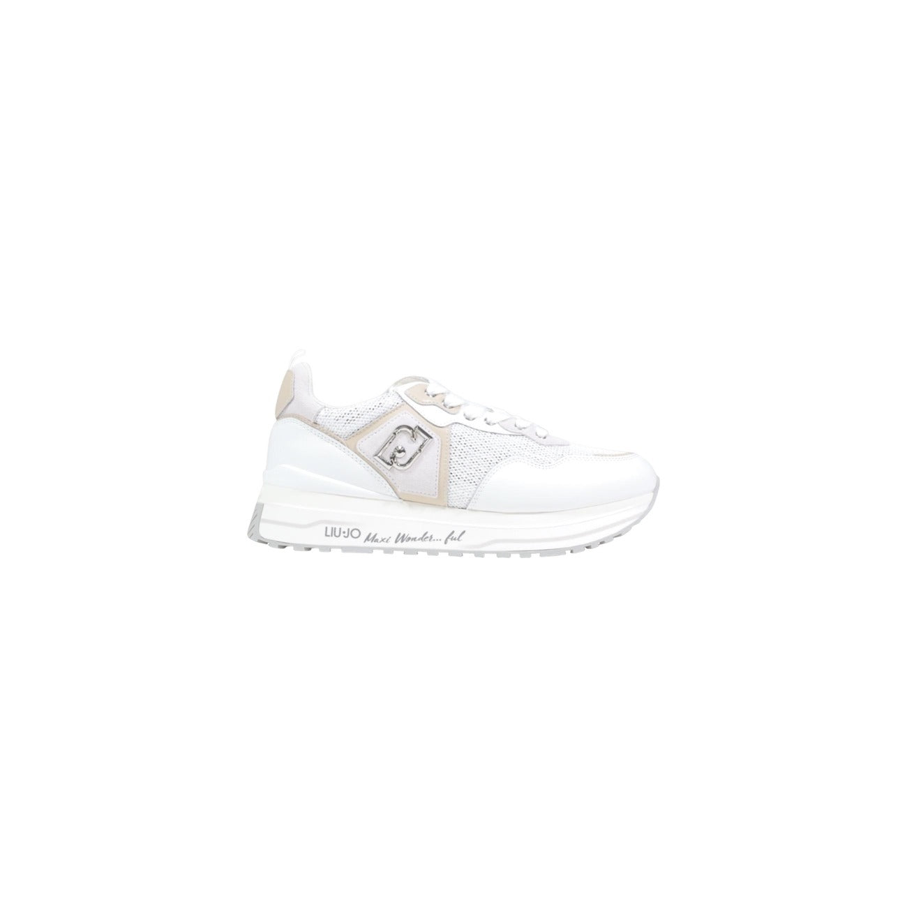 Sneakers Liu Jo MAXI WONDER 01 donna bianche con lacci 100% poliuretano - vista laterale
