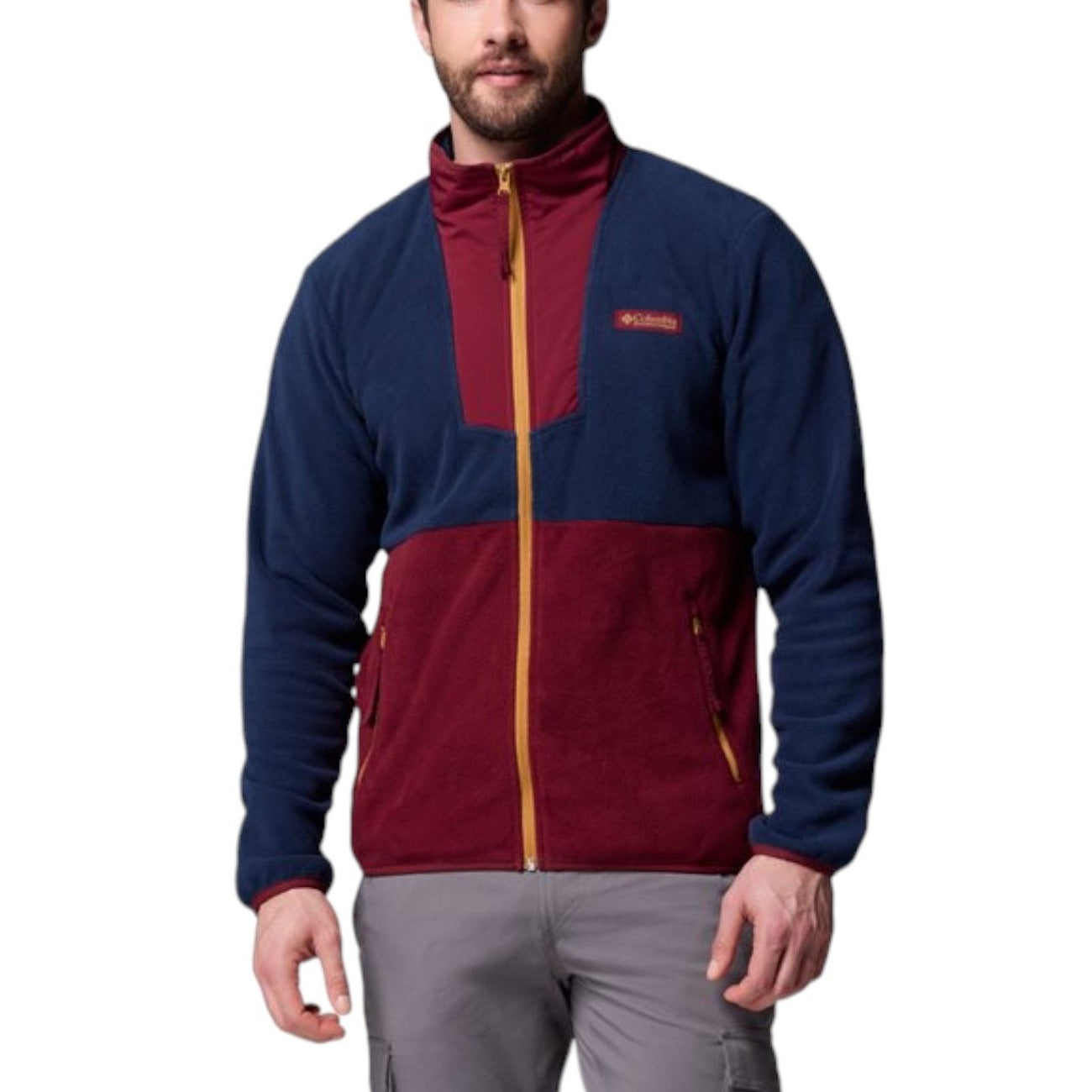 Columbia Felpa Uomo Beige con Zip Maniche Lunghe Scollo Alto Tasche Anteriori in Poliuretano 100% Autunno/Inverno 2095891