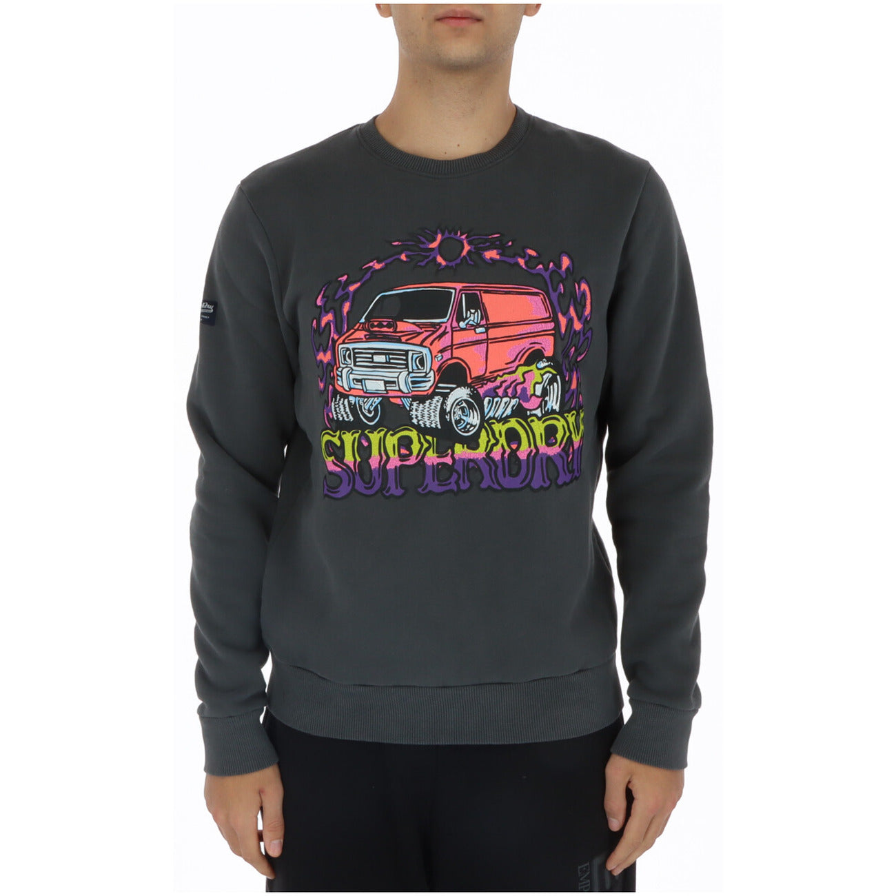 Superdry Felpa Uomo Grigia con Stampa Maniche Lunghe Scollo Tondo in Cotone 80% Poliestere 20% Autunno/Inverno M2013162A