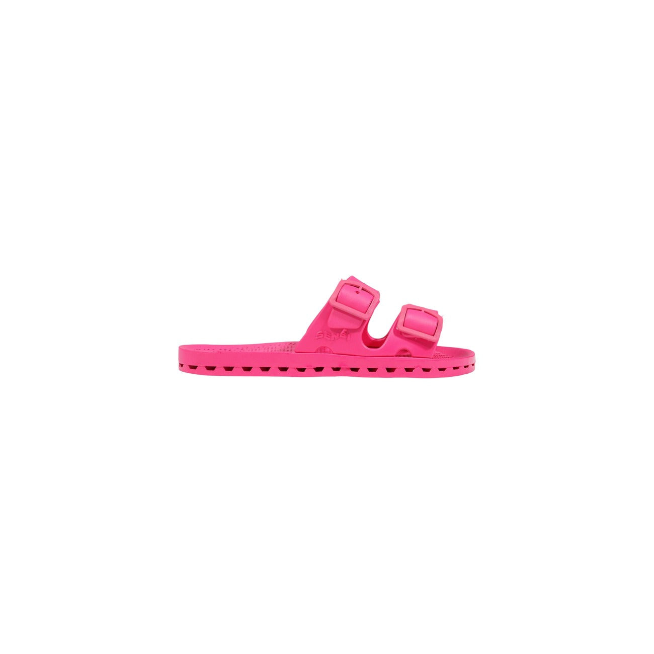 Ciabatte Sensi La Jolla City Donna; 100% PVC. Colore fucsia. Suola ergonomica alveolare drenante, doppia fibbia regolabile, altezza 2 cm. Made in Italy, lavabili e ultra-traspiranti.