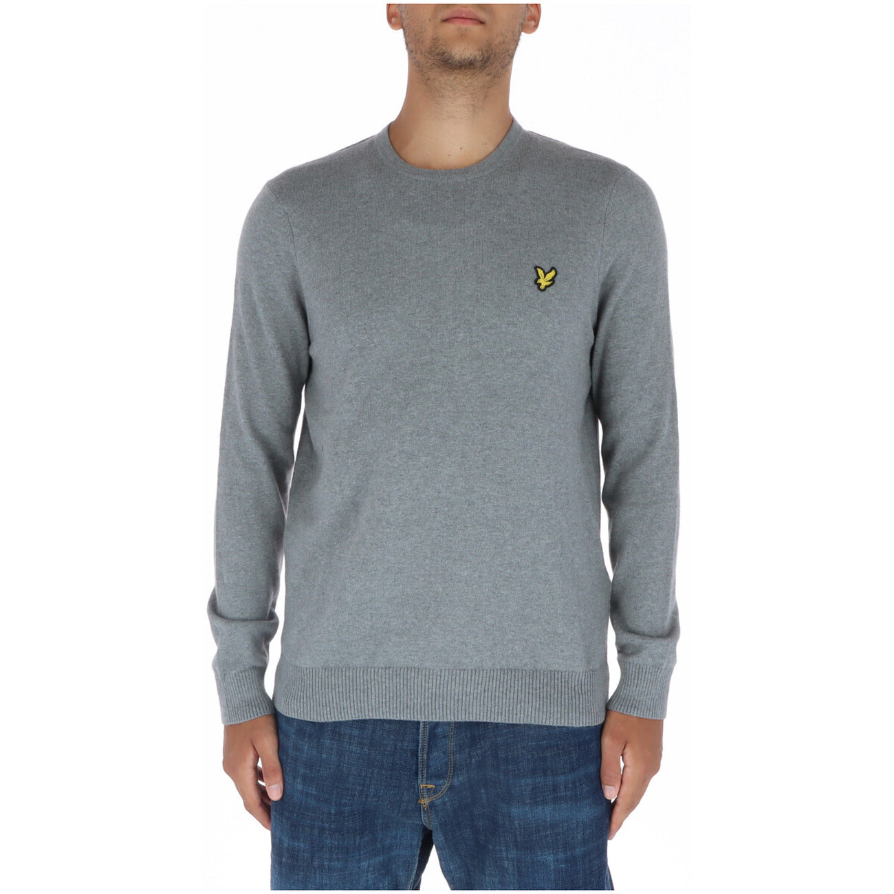 Lyle & Scott Maglia Uomo Grigio Stampa Manica Lunga Cotone Lana Autunno Inverno WH7_22170136_GRIGIO