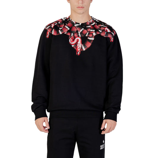 County of Milan Men's Black Sweatshirt with Print - Long-Sleeved Cotton Sweatshirt with Round Neck