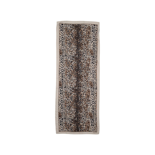 Sciarpa Guess PRINTED SCARF donna beige con fantasia leopardata 180x70 cm 100% poliestere - vista frontale
