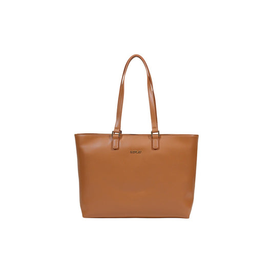 Borsa Shopper Replay Marrone; 100% Poliestere. Chiusura con zip, logo metallico, doppie maniglie. Design minimalista 4 stagioni, spaziosa e leggera. Perfetta per ufficio e shopping. Vista frontale 