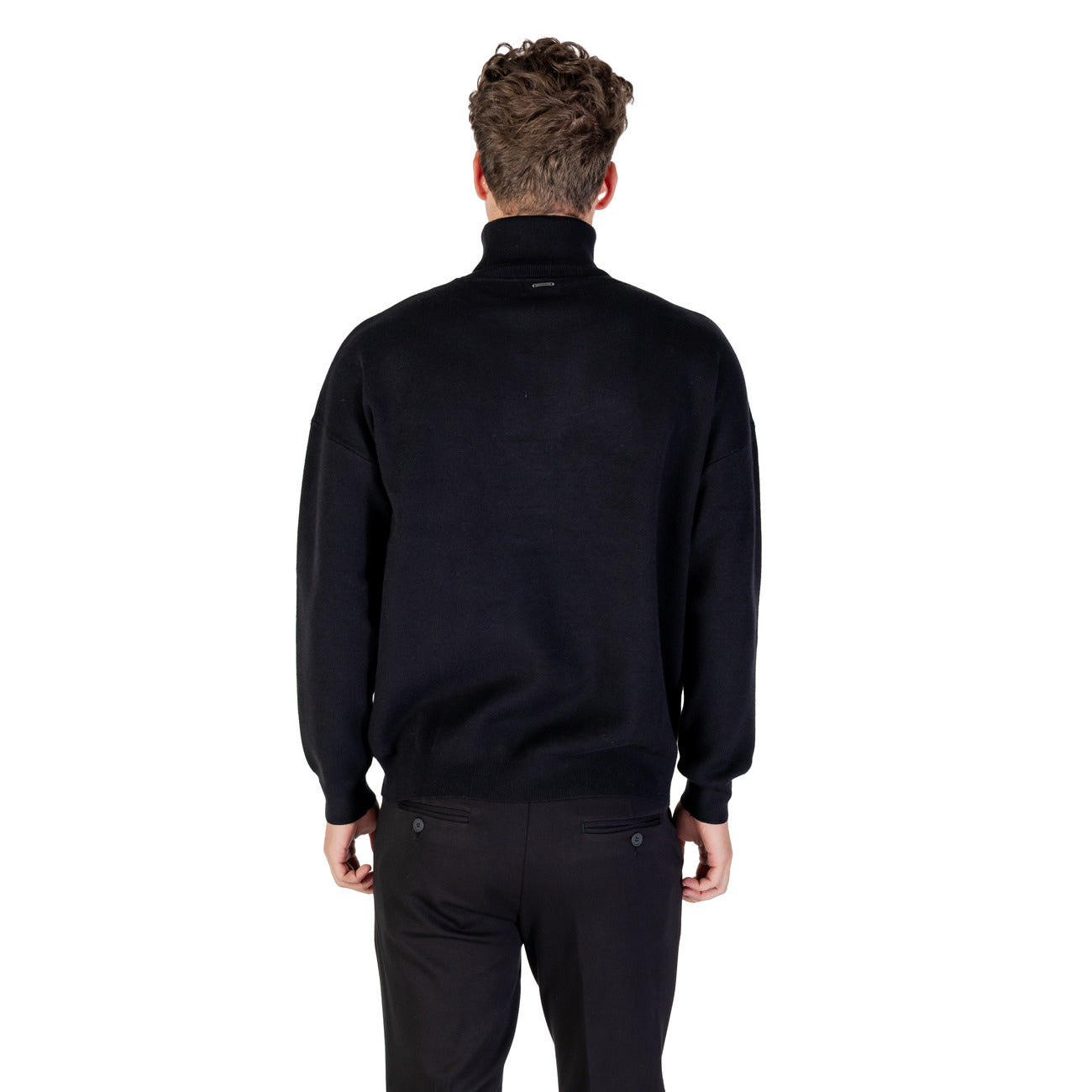 Antony Morato Maglia Uomo Nera con Maniche Lunghe Scollo Alto in Viscosa 46% Poliestere 32% Poliammide 22% MMSW01545-YA500082