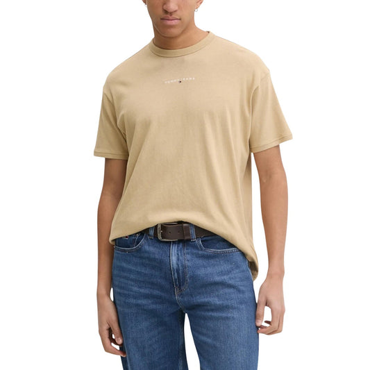 T-shirt Tommy Jeans DM0DM21110; 100% cotone, regular fit, logo stampato sul petto. Stile casual-sportivo versatile Colore beige 