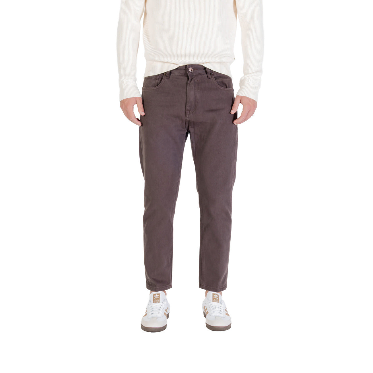 Gianni Lupo Jeans Uomo Marroni in Cotone 100% con Zip e Bottone Tasche Anteriori e Posteriori GL6228Q-F25