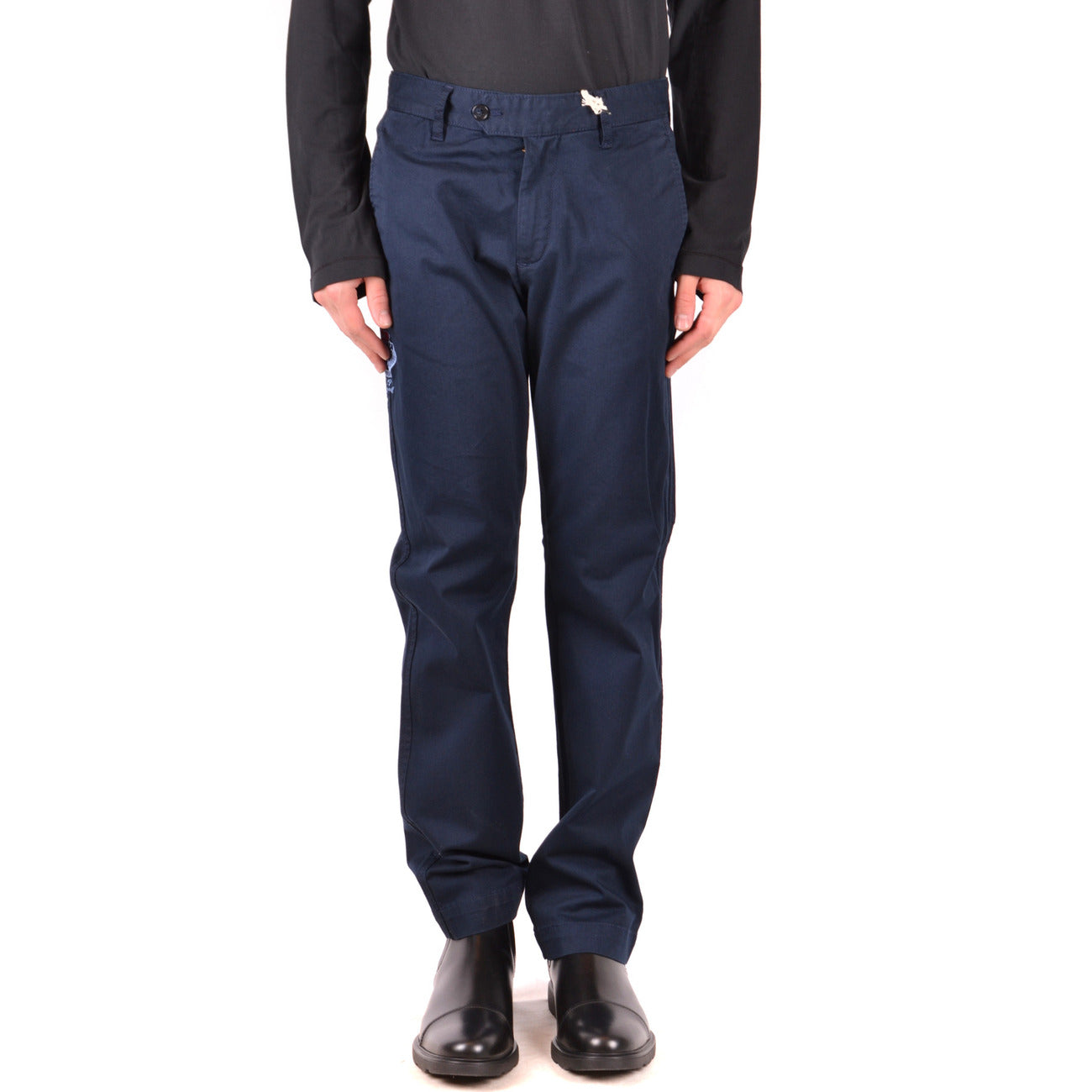 Pantaloni blu navy Uomo La Martina Blu con Zip e Bottone 98% Cotone 2% Elastan Vista frontale 