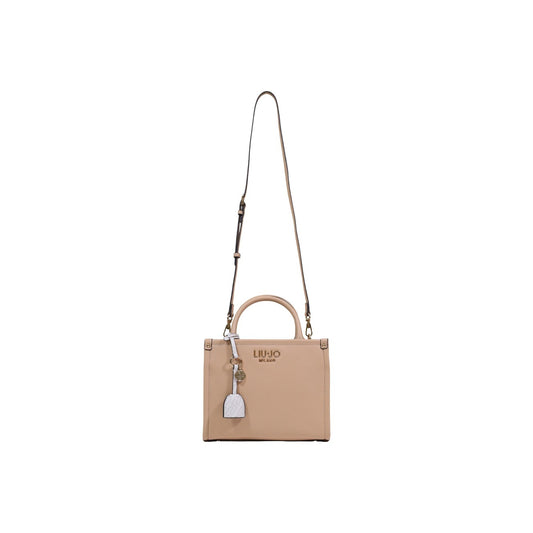 Borsa a mano piccola Liu Jo Better; effetto bottalato rosa. Chiusura con zip, charm removibile e tracolla inclusa. Borsa donna eco-friendly, compatta e raffinata. Vista frontale Con tracolla 