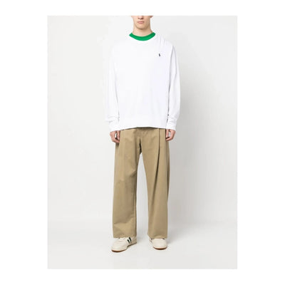 Polo Ralph Lauren Maglia Uomo Bianco Scollo Tondo Manica Lunga Cotone 100% Primavera Estate V_31267