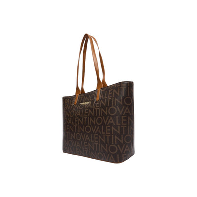 Valentino Bags Borsa Donna Marrone a Mano con Stampa - Borsa Poliuretano Tasca Interna 34x28x12.5cm