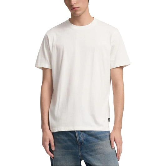 T-shirt Replay uomo bianca con taschino maniche corte scollo rotondo 100% cotone - vista frontale indossata da modello
