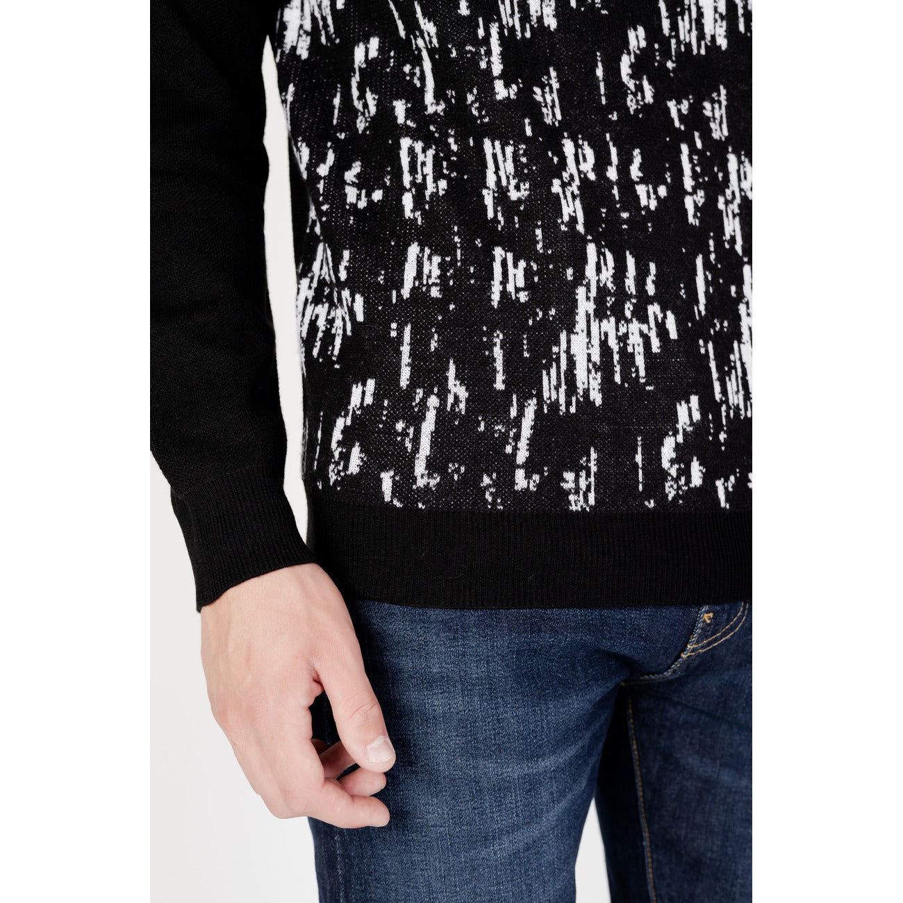 Antony Morato Maglia Uomo Nero Stampa Collo Alto Manica Lunga Lana Autunno Inverno MMSW01399-YA400006