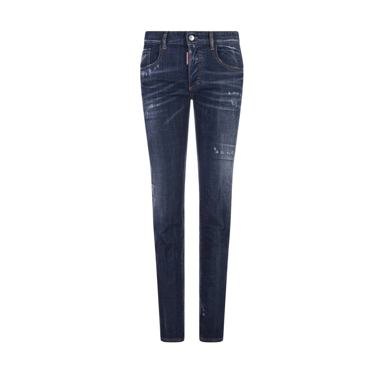 Dsquared2 Jeans Uomo Blu Effetto Strappato e Consumato in Cotone 98% Elastan 2% con Zip e Bottone Tasche Anteriori e Posteriori V_29235