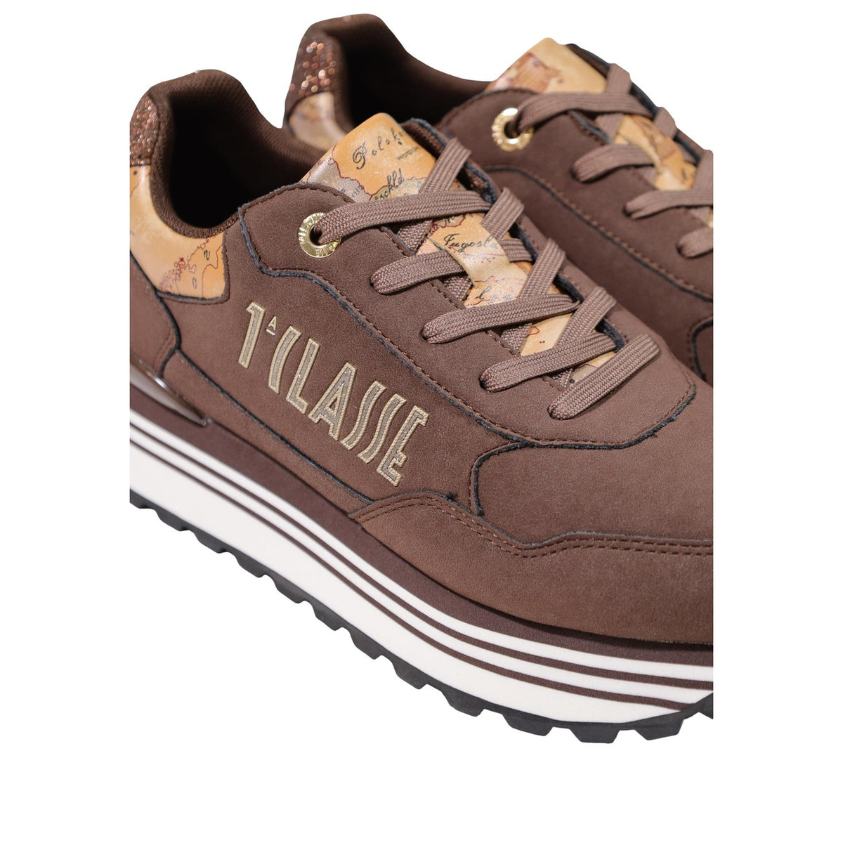 Sneakers marroni donna Alviero Martini Prima Classe – Scarpe platform Geo Classic con tacco lucido N 2559 1269.