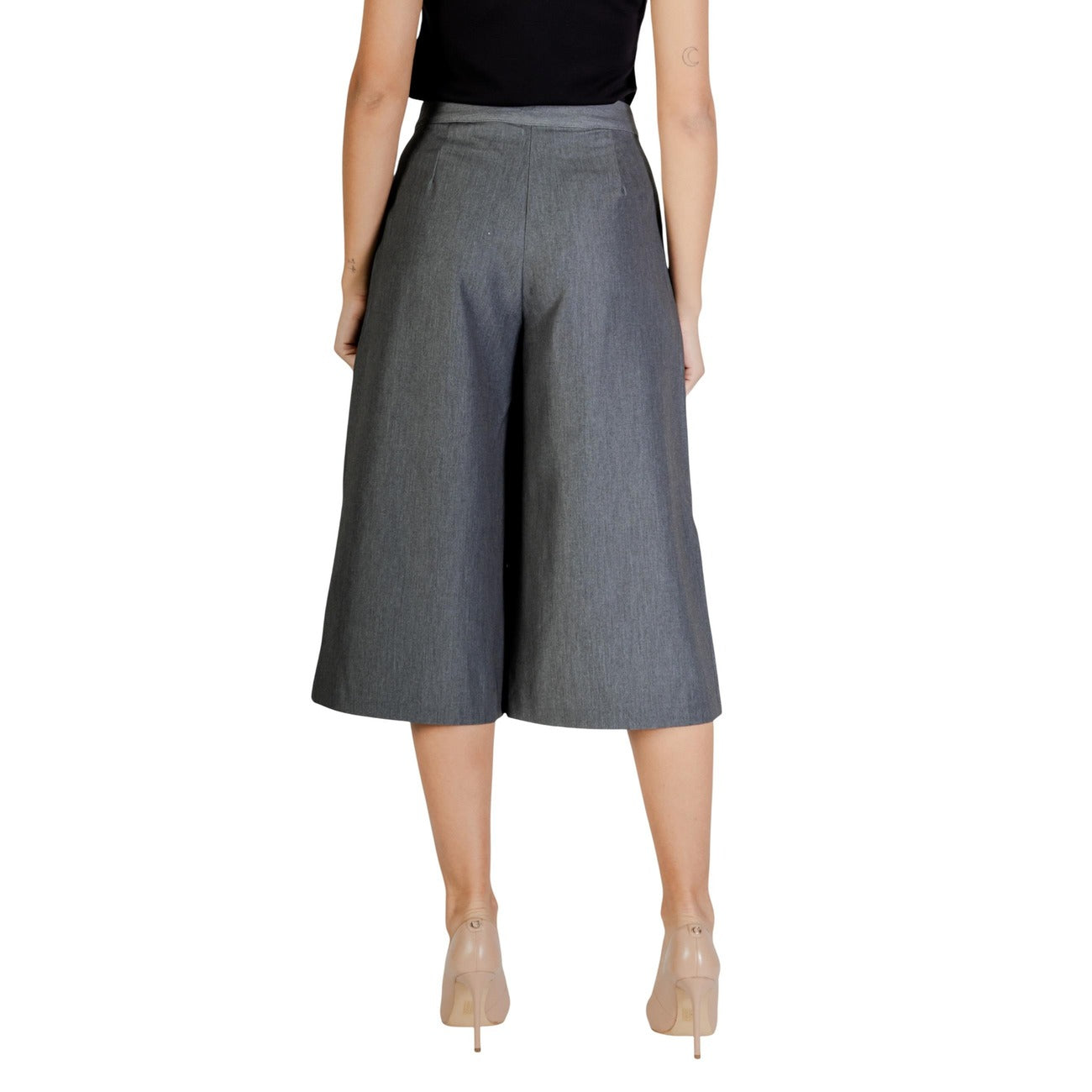 Ichi Pantaloni Donna Grigi con Cerniera - Pantaloni Poliestere Viscosa Elastan Tasche Anteriori