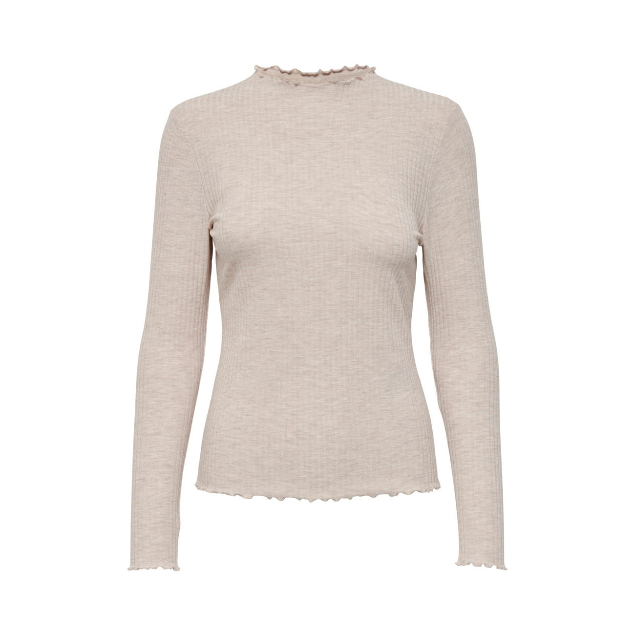 Only Maglia Donna Beige in 65% Poliestere 30% Viscosa 5% Elastan a Manica Lunga con Scollo Tondo WH7_36693127_BEIGE