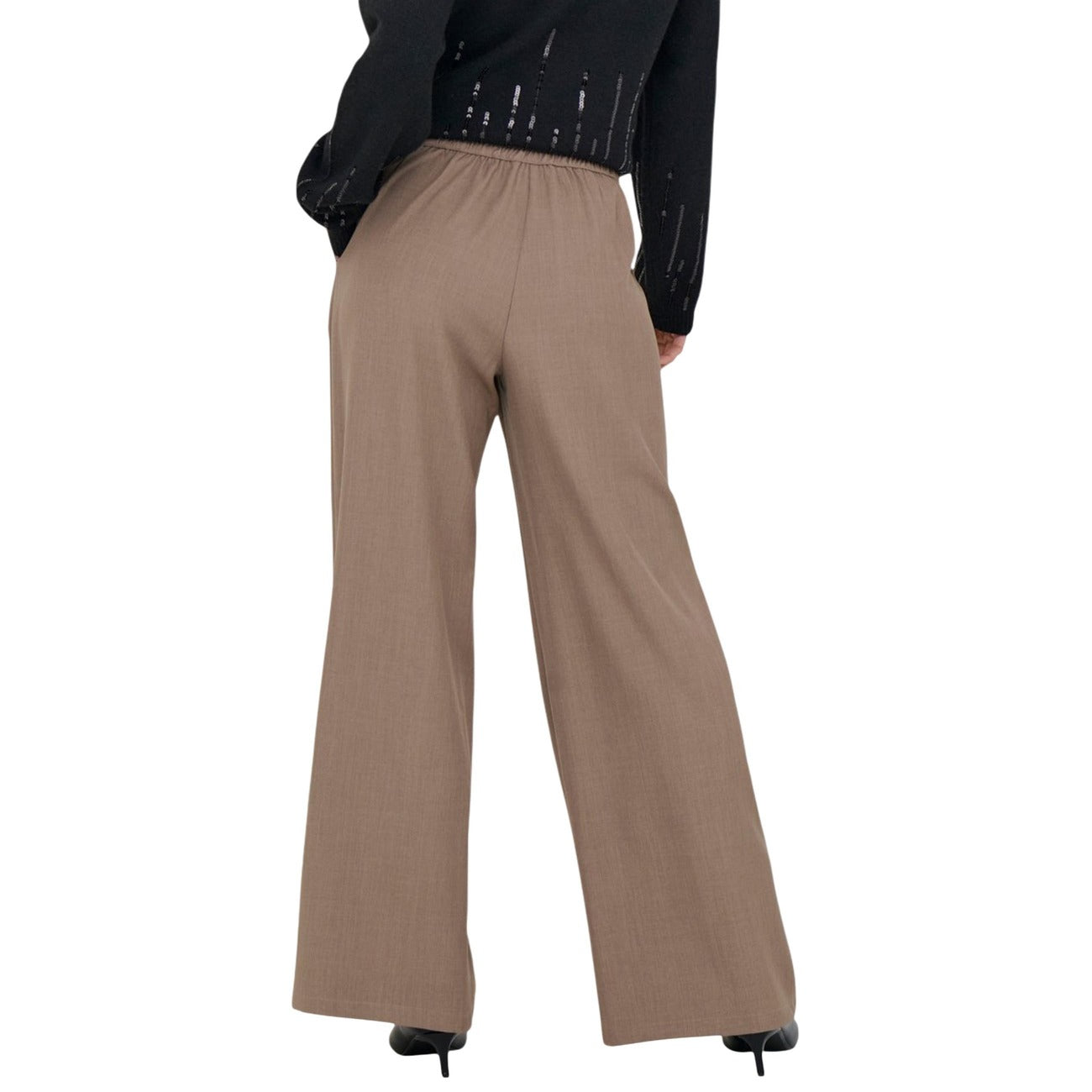Jacqueline De Yong Pantaloni Donna Marrone Zip Bottone Tasche Anteriori Poliestere Elastan Autunno Inverno 15361050