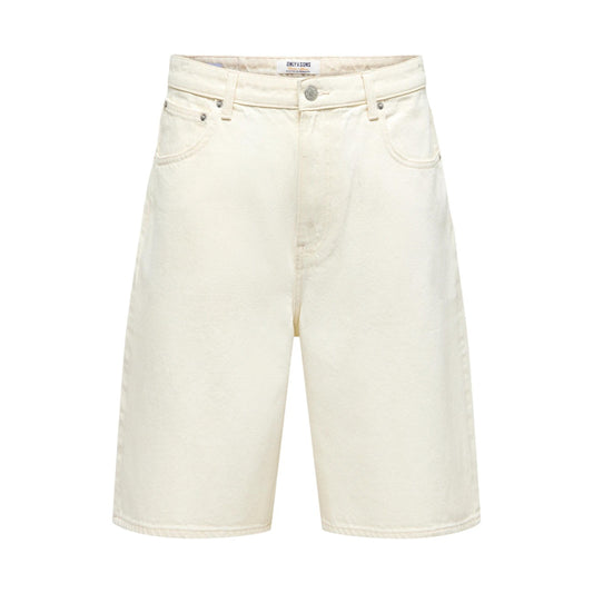 Bermuda Balloon Only & Sons; Beige. 100% Cotone. Vestibilità ampia e rilassata, stile casual 5 tasche. Leggeri e traspiranti, perfetti per l'estate 2026. Frontale stesa 