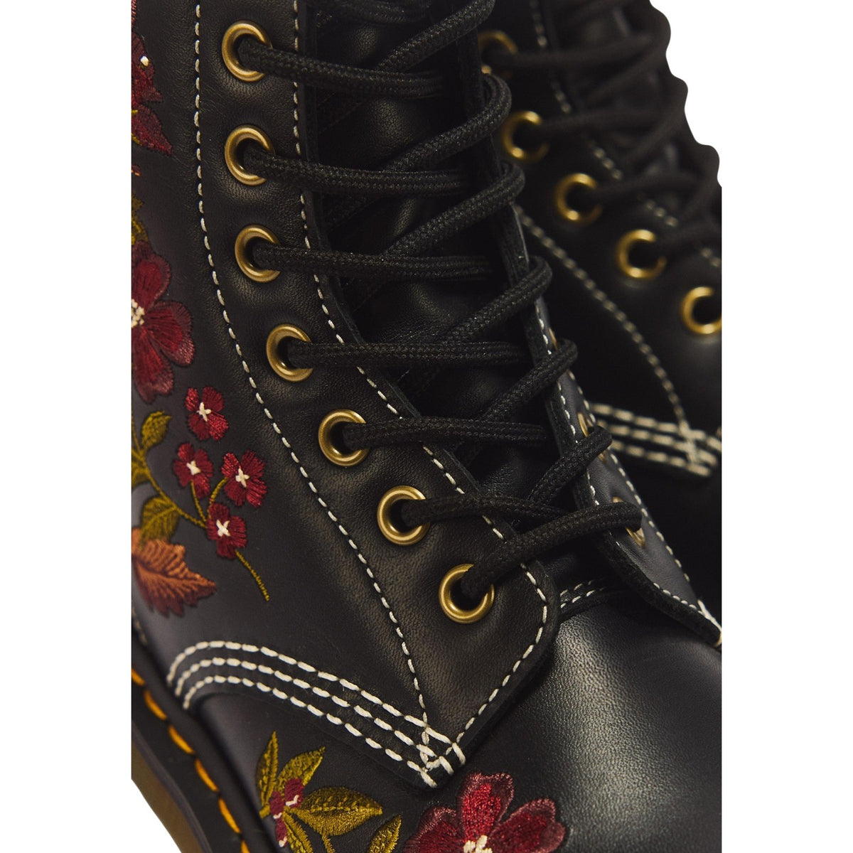 Anfibi Dr. Martens 1460 Pascal Floral – Stivali neri in pelle ricamata 8 occhielli 43273001.