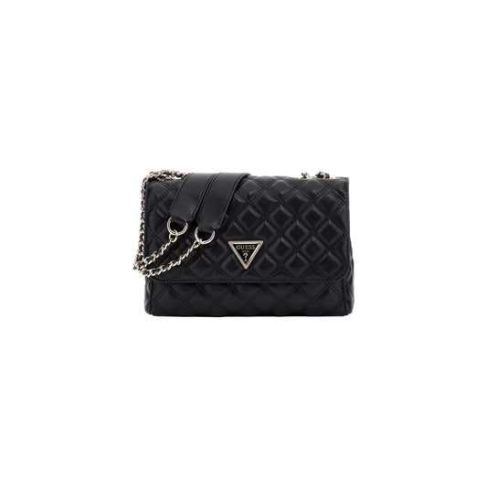 Borsa a tracolla Guess nera Cruise Vibe Top Zip HWQG96 73190. Borsa piccola da donna nera trapuntata con logo a triangolo Guess, tracolla a catena e chiusura zip con bottone magnetico, mini bag casual elegante 4 stagioni.