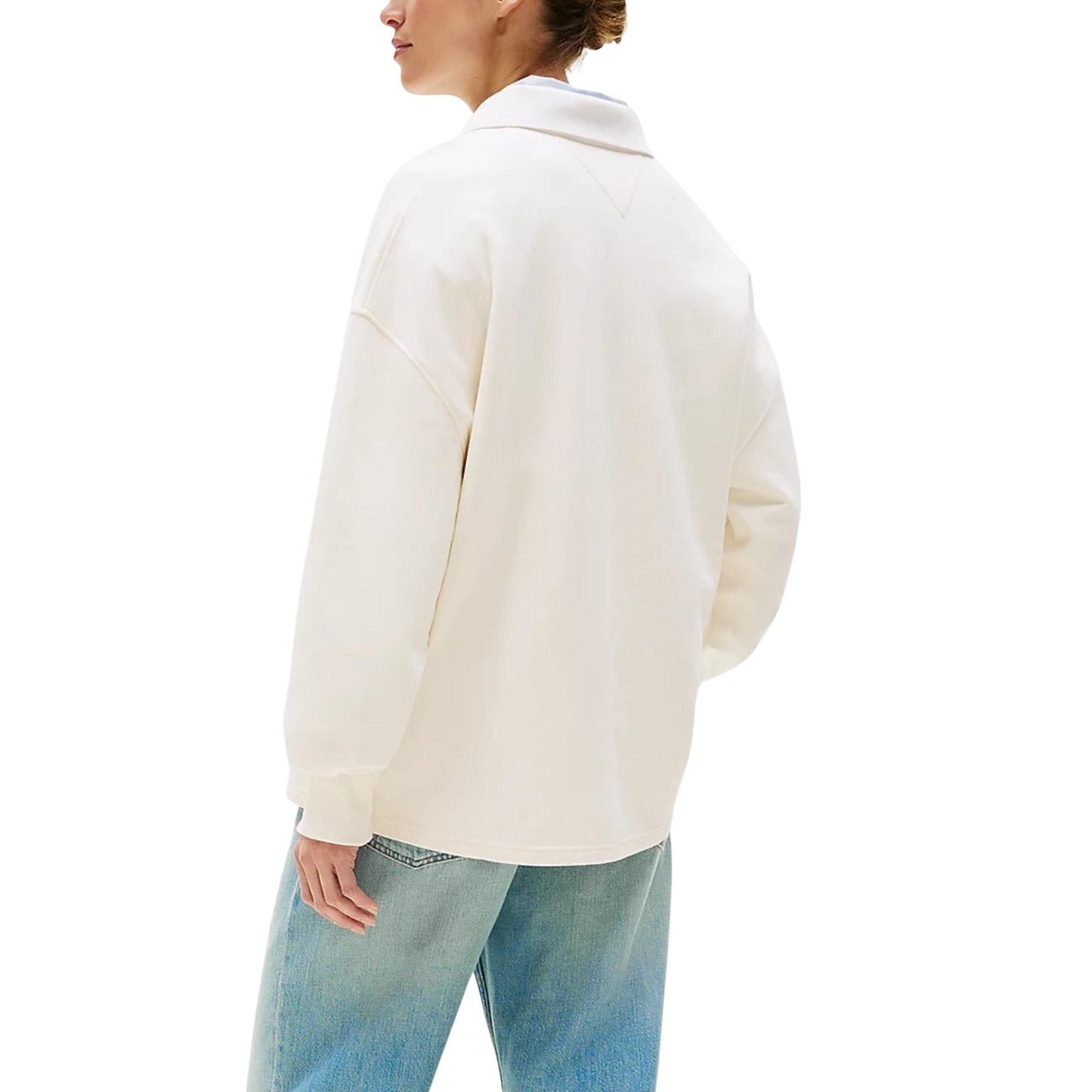 Tommy Hilfiger Felpa Donna Bianco Maniche Lunghe Scollo Tondo Colletto Classico Altre Fibre 85% Poliammide 15% Autunno Inverno WW0WW45779