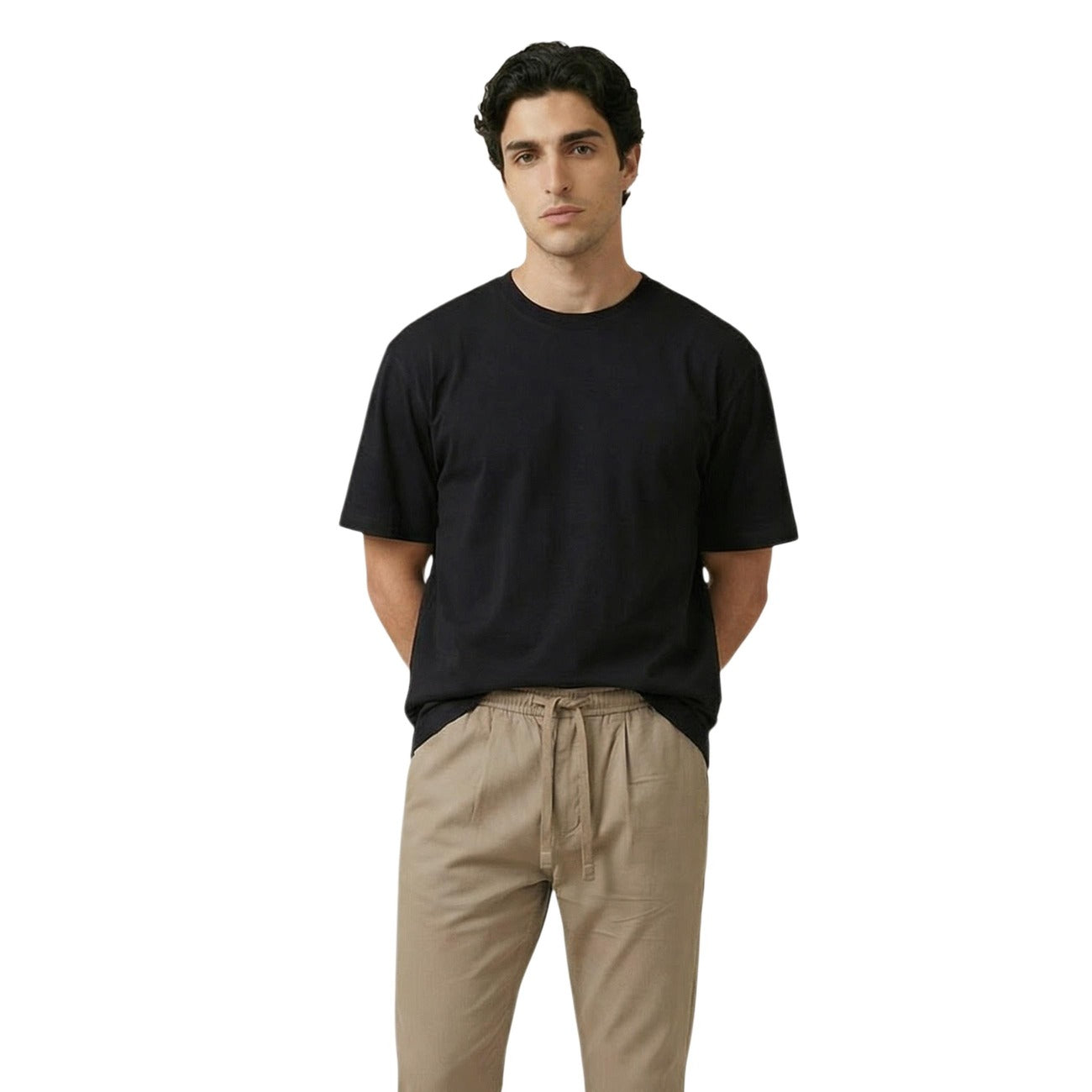 Gianni Lupo GL6010OD Black Tee; 100% cotone, scollo tondo, maniche corte. La t-shirt nera iconica e versatile della linea Primavera/Estate. Vista frontale 