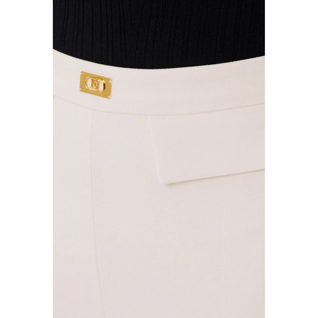 Elisabetta Franchi Pantaloni Donna Beige Chiusura Laterale Cerniera Poliestere Elastan Primavera Estate V_32405