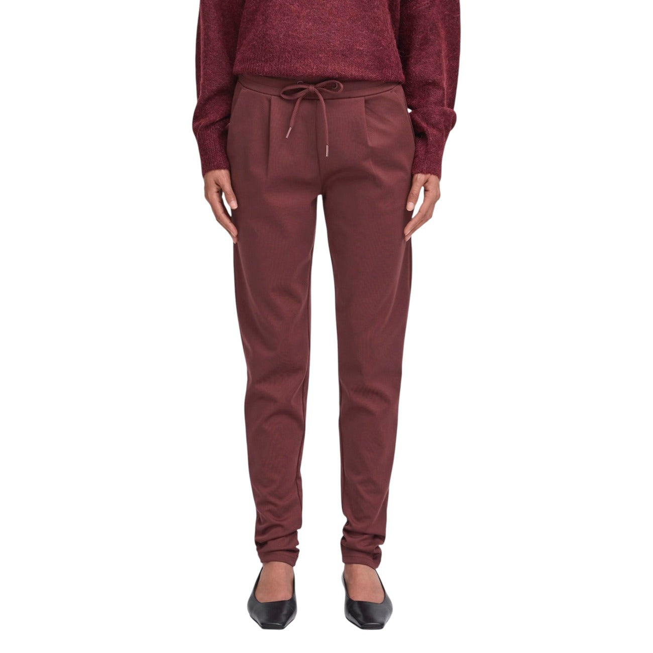 Ichi Pantaloni Donna Beige Monocromo Lacci Tasche Posteriori 74% Poliestere 22% Viscosa 4% Elastan Autunno/Inverno 20105036