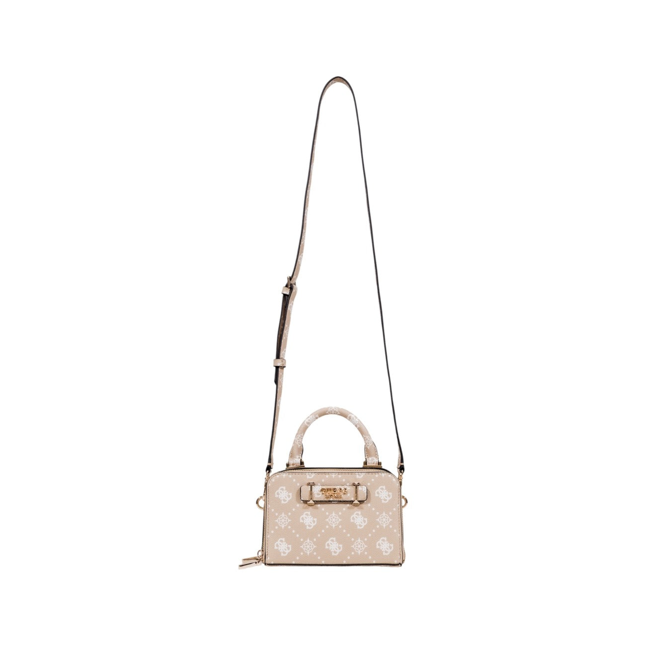 Guess Borsa Donna Beige con Stampa - Borsa a Mano e Tracolla Cerniera 19x13x10cm