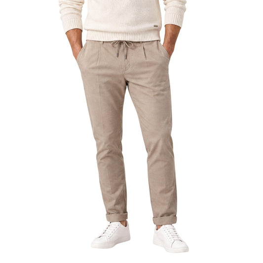 Pantaloni uomo Gianni Lupo Bred beige – Pantalone comfort casual con coulisse GL5249BD.