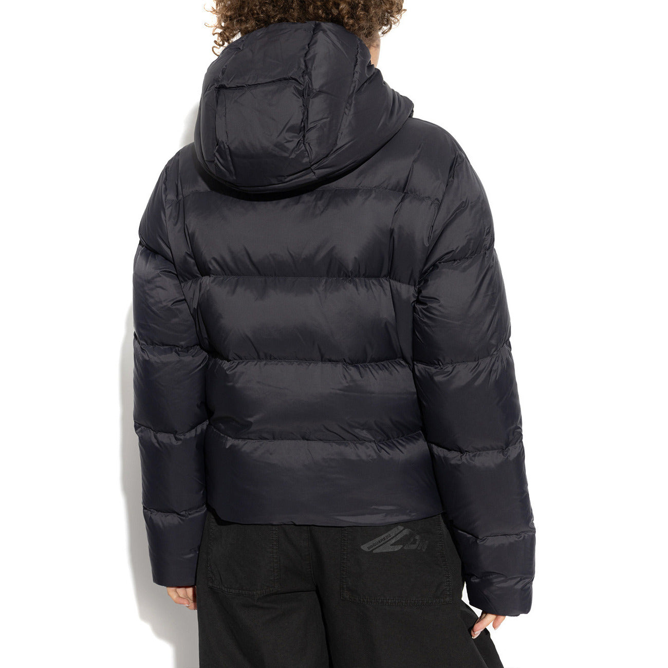 Dsquared2 Giubbotto Donna Nero in Poliammide 100% con Cerniera Cappuccio Maniche Lunghe Scollo Alto Tasche Anteriori V_31614