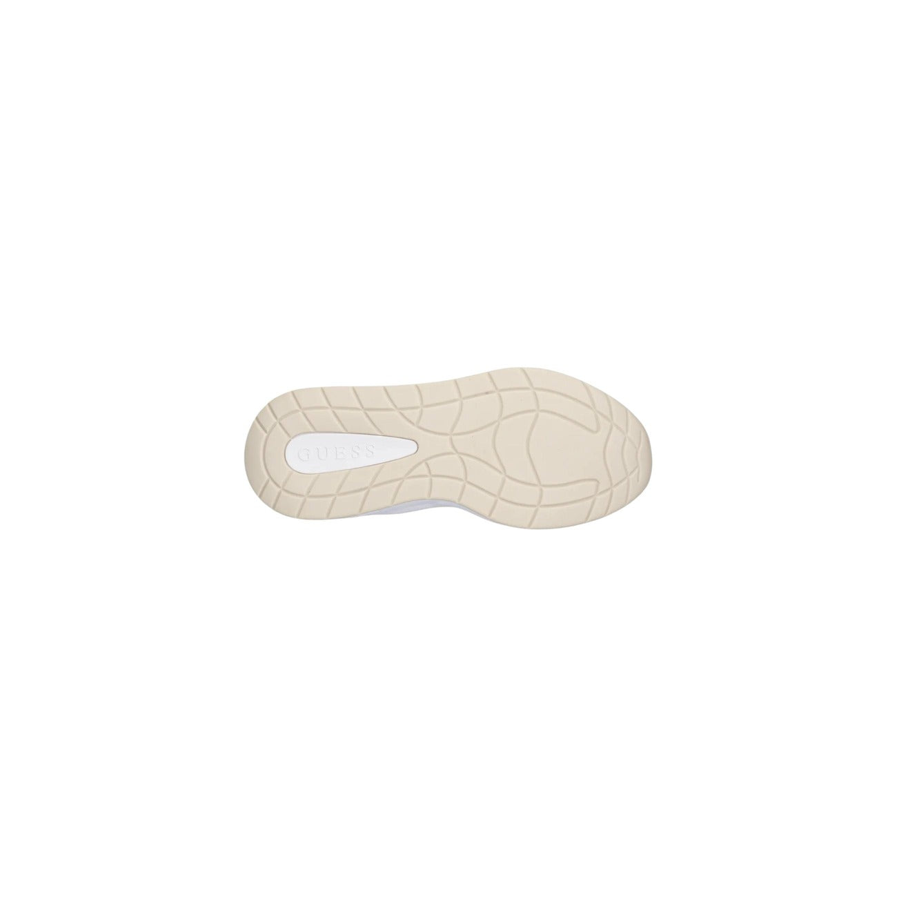 Sneakers Guess Genga Runner; Beige, Mix Poliestere/Poliuretano. Suola para 5,3 cm, logo 4G a caldo, dettagli logo triangolo. Design sportivo-chic, stagione Primavera/Estate. Vista suola 