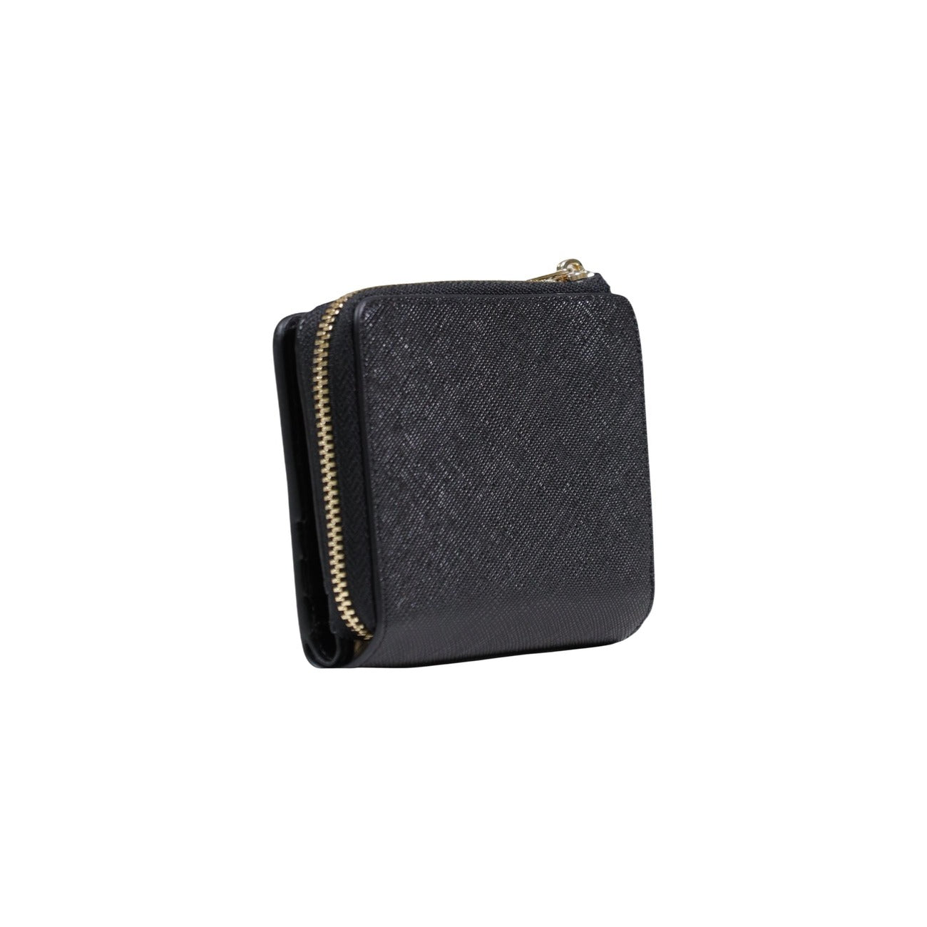 Portafoglio nero zip-around Alviero Martini Prima Classe, stampa Geo Classic e logo dorato in metallo; accessorio donna medio in misto PVC e cotone, elegante e funzionale. Vista posteriore