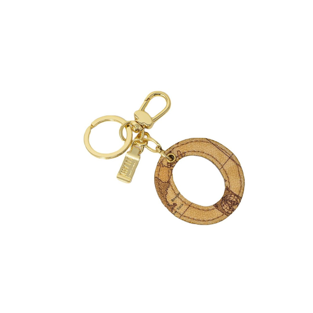 Alviero Martini Prima Classe Portachiavi Donna Beige Stampa Geo 100% Poliuretano Accessori Moda P00O 6000