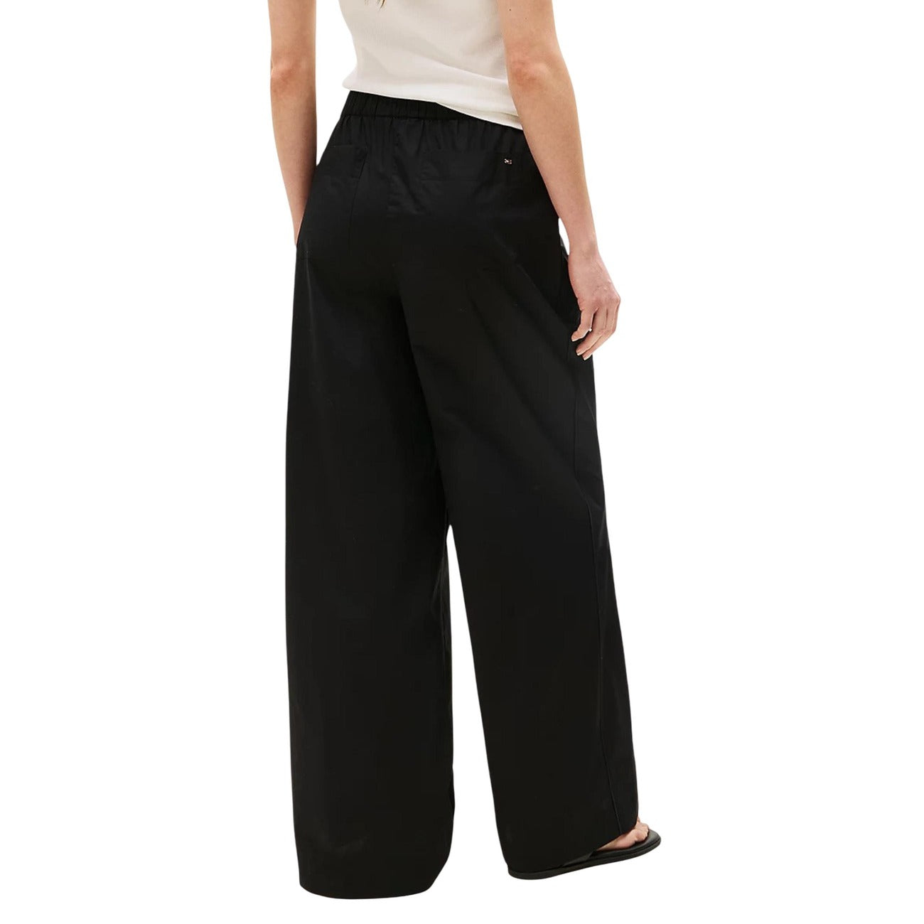 Tommy Hilfiger Pantaloni Donna Nero Tasche Anteriori Cotone Organico 100% Autunno Inverno WW0WW45891