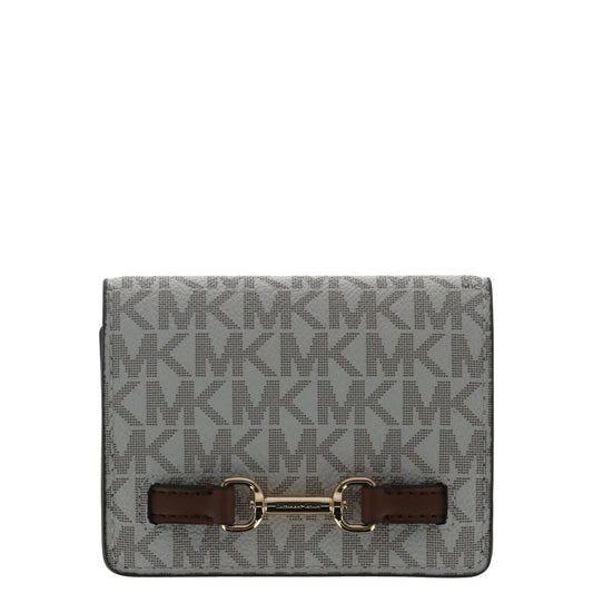 Michael Kors Portafoglio beige marrone piccolo 10.5X8X3.5 cm Donna. Con logo e bottone automatico vista frontale 