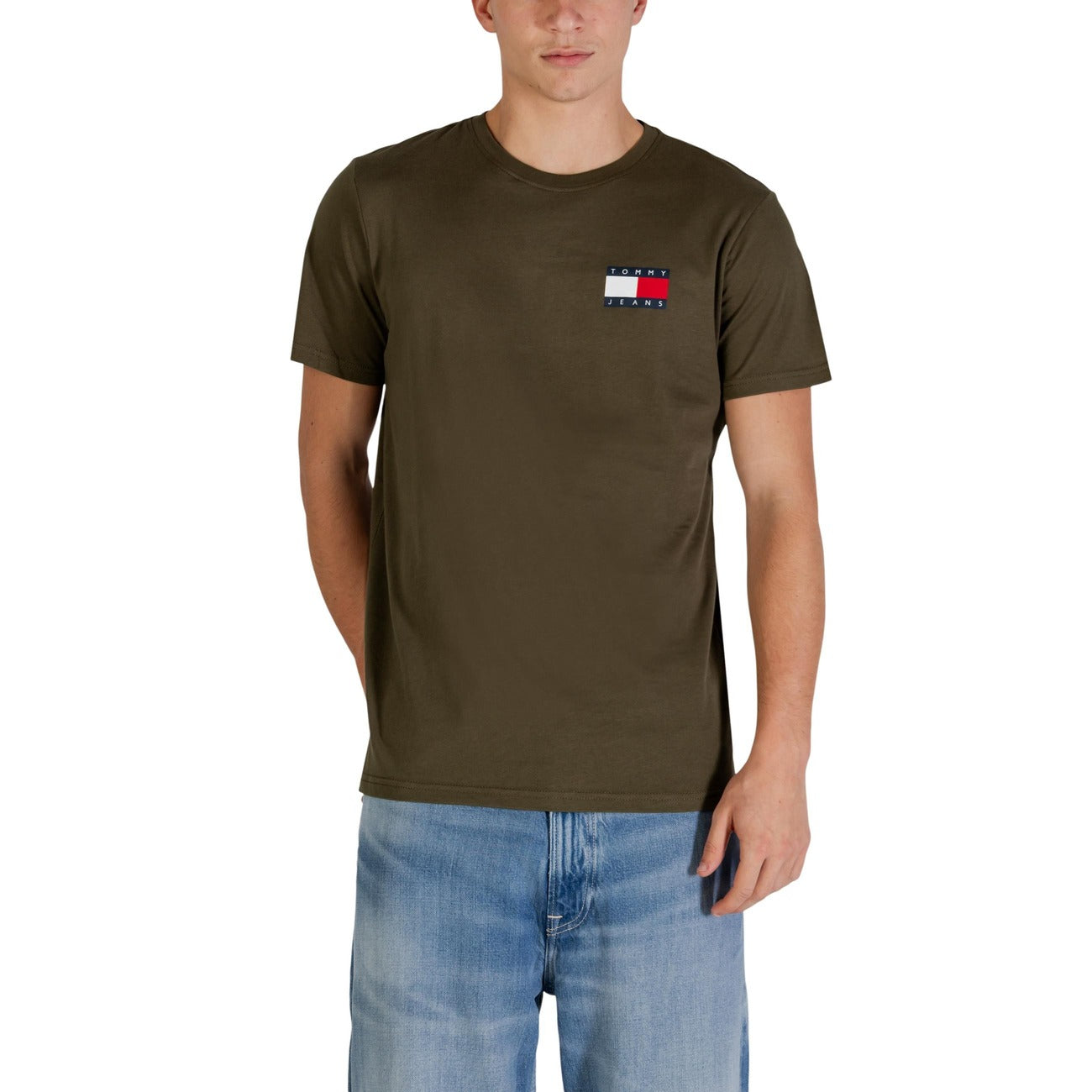Tommy Hilfiger Jeans T-Shirt Uomo Nera Stampa Maniche Corte Scollo Tondo Cotone 100% DM0DM20740