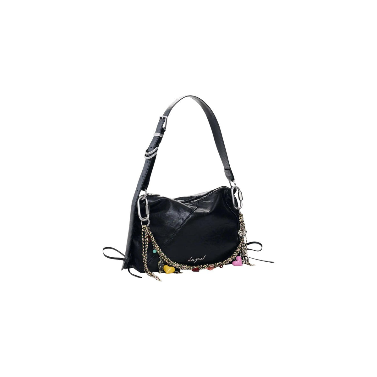 Borsa a tracolla nera donna Desigual – Borsa compatta effetto pelle con cerniera Desigual 26WAXP78.