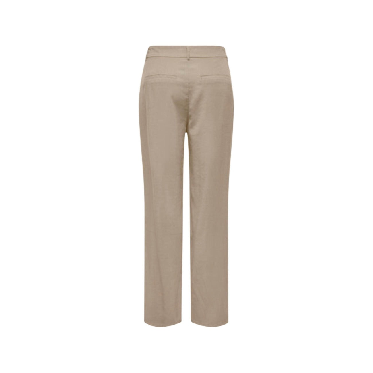 Pantaloni Straight Only Onlaris; Beige. 93% Viscosa Sostenibile, 7% Poliestere Riciclato. Vita media, vestibilità regular, tessuto fluido e traspirante. Stile eco-friendly raffinato. Posteriore stesa 