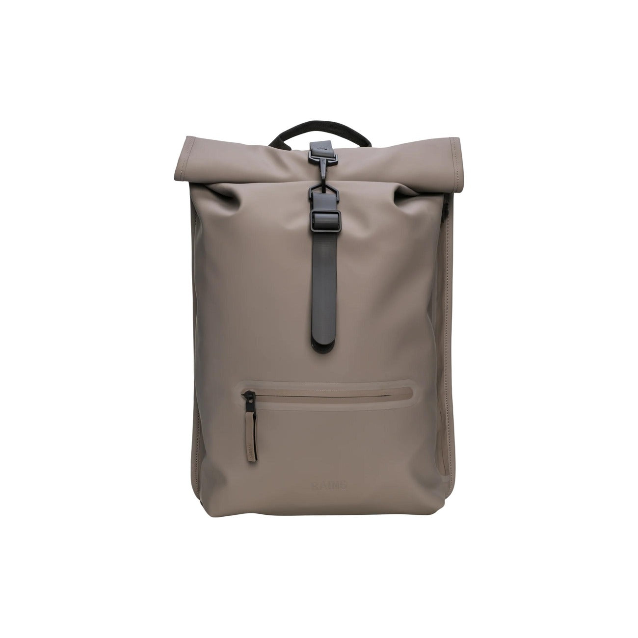 Zaino Rains Rolltop Rucksack impermeabile 13320. Zaino porta PC 16 pollici con apertura arrotolabile a moschettone, schienale imbottito traspirante e tasche con cerniera, zainetto per bici e viaggi idrorepellente Rains.