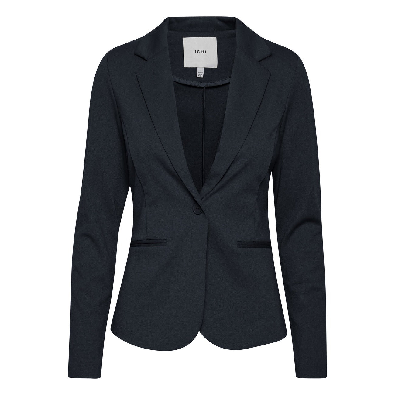 Ichi Giacca Donna Grigio Monocromo Bottoni Bavero Tasche Anteriori 74% Poliestere 22% Viscosa 4% Elastan Autunno/Inverno 20101801