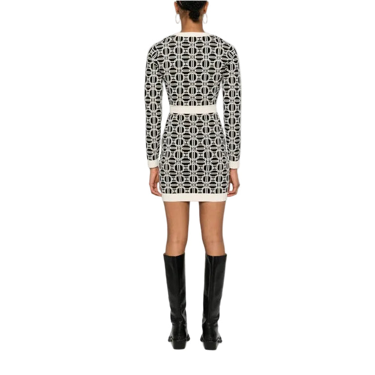 Abito corto Elisabetta Franchi con stampa logo jacquard - vista posteriore retro
